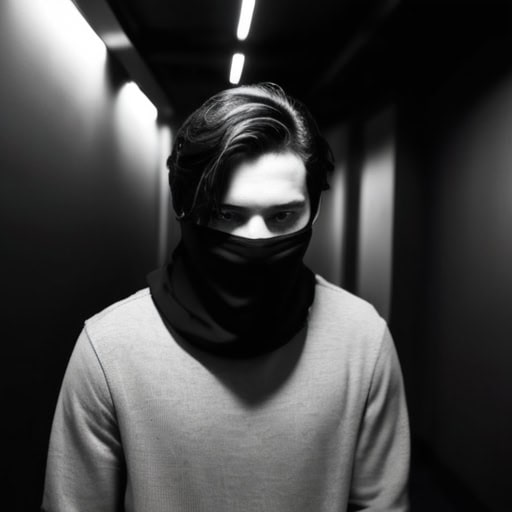 A_black_and_white_photo_of_a_young_man_with_mediumleng__1