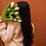 Girl with flower DP for WhatsApp