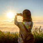 Girl with sunset DP for WhatsApp